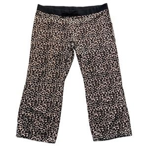 Old Navy Womens Pants sz XL Animal Print Pull On Stretch Velour Loungewear Crop